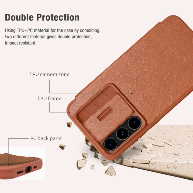 NILLKIN QIN Series Pro Sliding Camera Cover Design Leather Phone Case, For Samsung Galaxy S24 FE 5G