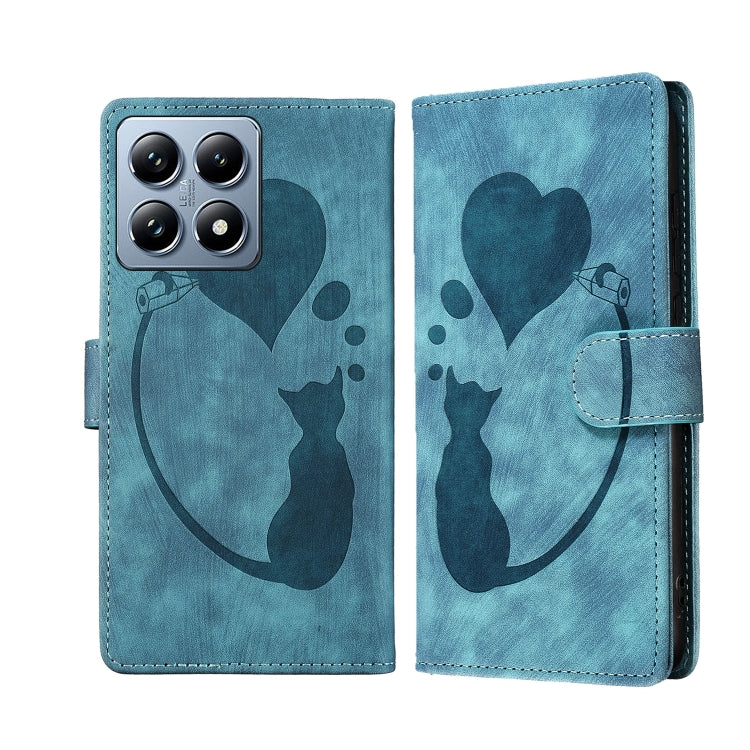 Pen Heart Cat Embossed Leather Phone Case, For Xiaomi 17T Pro 5G, For Xiaomi 17T 5G, For Xiaomi 15T Pro 5G, For Xiaomi 15T 5G, For Xiaomi Poco C75, For Xiaomi 14T Pro, For Xiaomi 14T