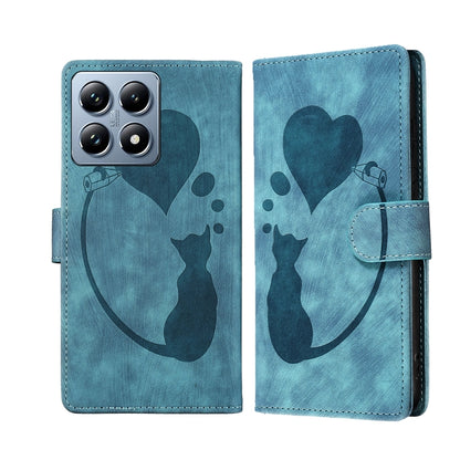 Pen Heart Cat Embossed Leather Phone Case, For Xiaomi 17T Pro 5G, For Xiaomi 17T 5G, For Xiaomi 15T Pro 5G, For Xiaomi 15T 5G, For Xiaomi Poco C75, For Xiaomi 14T Pro, For Xiaomi 14T