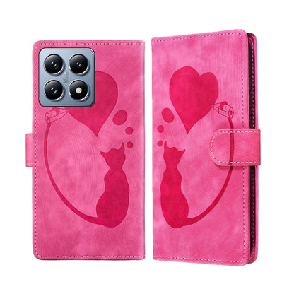 Pen Heart Cat Embossed Leather Phone Case, For Xiaomi 17T Pro 5G, For Xiaomi 17T 5G, For Xiaomi 15T Pro 5G, For Xiaomi 15T 5G, For Xiaomi Poco C75, For Xiaomi 14T Pro, For Xiaomi 14T