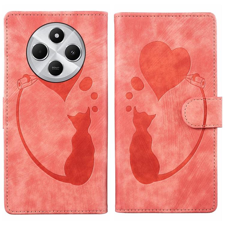Pen Heart Cat Embossed Leather Phone Case, For Xiaomi 17T Pro 5G, For Xiaomi 17T 5G, For Xiaomi 15T Pro 5G, For Xiaomi 15T 5G, For Xiaomi Poco C75, For Xiaomi 14T Pro, For Xiaomi 14T