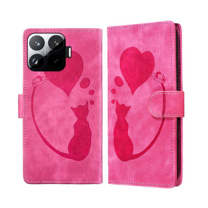 Pen Heart Cat Embossed Leather Phone Case, For Xiaomi 17T Pro 5G, For Xiaomi 17T 5G, For Xiaomi 15T Pro 5G, For Xiaomi 15T 5G, For Xiaomi Poco C75, For Xiaomi 14T Pro, For Xiaomi 14T
