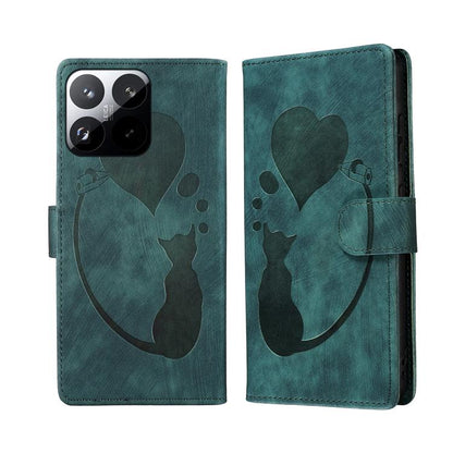 Pen Heart Cat Embossed Leather Phone Case, For Xiaomi 17T Pro 5G, For Xiaomi 17T 5G, For Xiaomi 15T Pro 5G, For Xiaomi 15T 5G, For Xiaomi Poco C75, For Xiaomi 14T Pro, For Xiaomi 14T