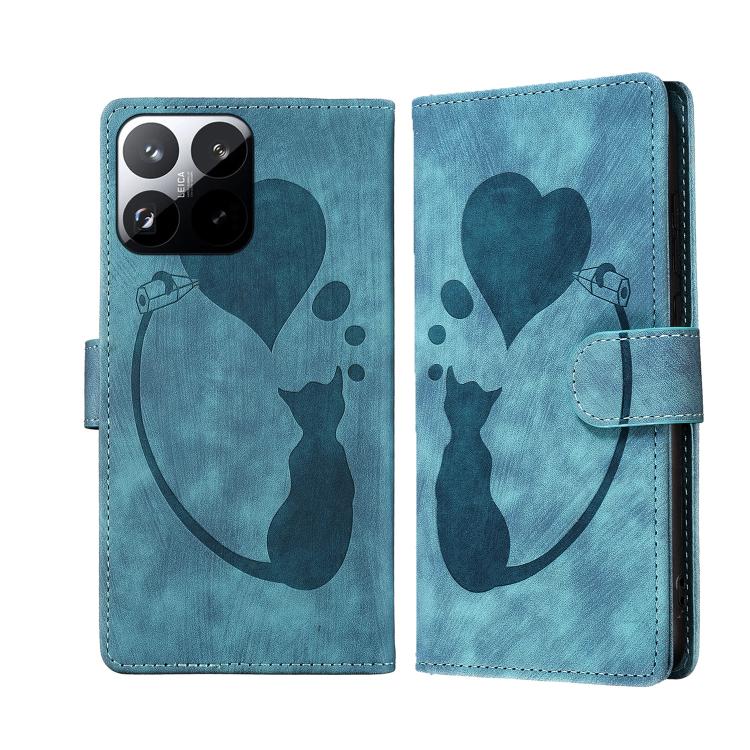 Pen Heart Cat Embossed Leather Phone Case, For Xiaomi 17T Pro 5G, For Xiaomi 17T 5G, For Xiaomi 15T Pro 5G, For Xiaomi 15T 5G, For Xiaomi Poco C75, For Xiaomi 14T Pro, For Xiaomi 14T