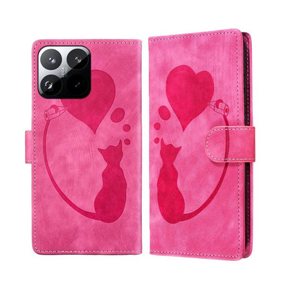 Pen Heart Cat Embossed Leather Phone Case, For Xiaomi 17T Pro 5G, For Xiaomi 17T 5G, For Xiaomi 15T Pro 5G, For Xiaomi 15T 5G, For Xiaomi Poco C75, For Xiaomi 14T Pro, For Xiaomi 14T
