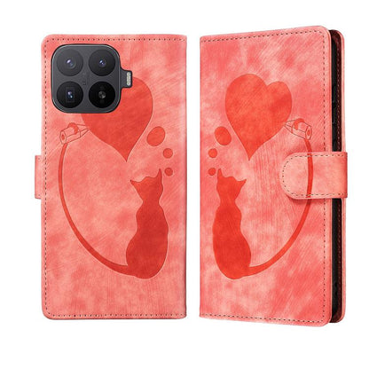 Pen Heart Cat Embossed Leather Phone Case, For Xiaomi 17T Pro 5G, For Xiaomi 17T 5G, For Xiaomi 15T Pro 5G, For Xiaomi 15T 5G, For Xiaomi Poco C75, For Xiaomi 14T Pro, For Xiaomi 14T