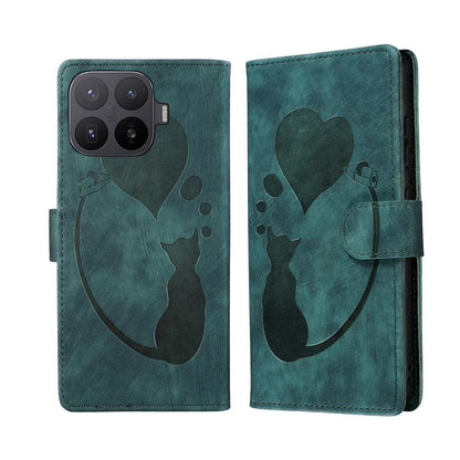 Pen Heart Cat Embossed Leather Phone Case, For Xiaomi 17T Pro 5G, For Xiaomi 17T 5G, For Xiaomi 15T Pro 5G, For Xiaomi 15T 5G, For Xiaomi Poco C75, For Xiaomi 14T Pro, For Xiaomi 14T