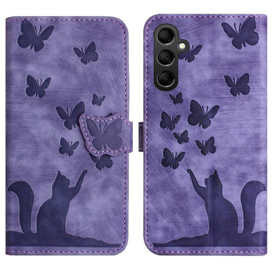 Butterfly Cat Embossing Flip Leather Phone Case, For Galaxy S26 FE 5G, For Samsung Galaxy S26+ 5G, For Samsung Galaxy S26 Edge 5G, For Samsung Galaxy S26 Ultra 5G, For Samsung Galaxy S26 5G, For Samsung Galaxy S25 FE 5G, For Samsung Galaxy S25 5G