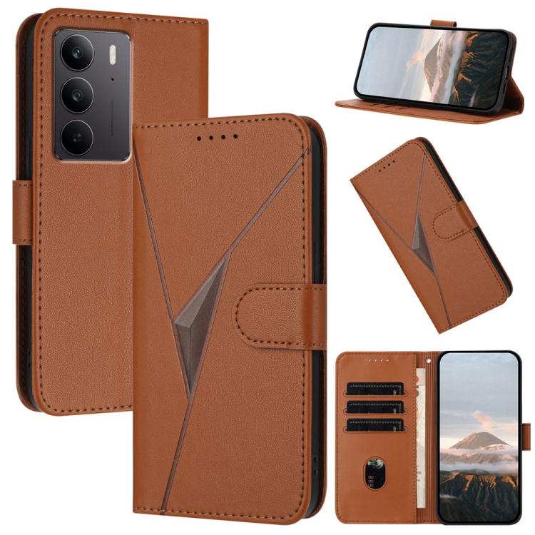 Triangle Pattern Buckle Clasp Leather Phone Case, For Realme C71 India, For Realme 15 5G /  15 Pro 5G, For Realme GT 7 India, For Realme 14 / P3 5G Global, For Realme P3 Ultra 5G, For Realme P3 Pro, For Realme 14 Pro+, For Realme 14 Pro                ...