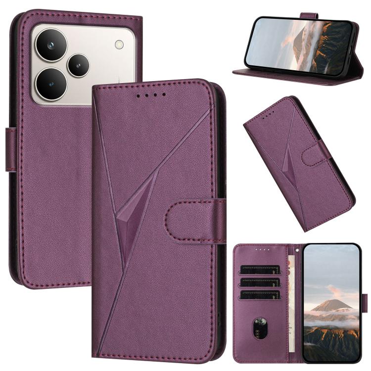 Triangle Pattern Buckle Clasp Leather Phone Case, For Realme 16T 5G, For Realme C100 4G, For Realme P4 Power 5G, For Realme Note 80 4G, For Realme Neo8 5G, For Realme 16 5G, For Realme 16 Pro+ 5G Global, For Realme 16 Pro 5G Global                     ...