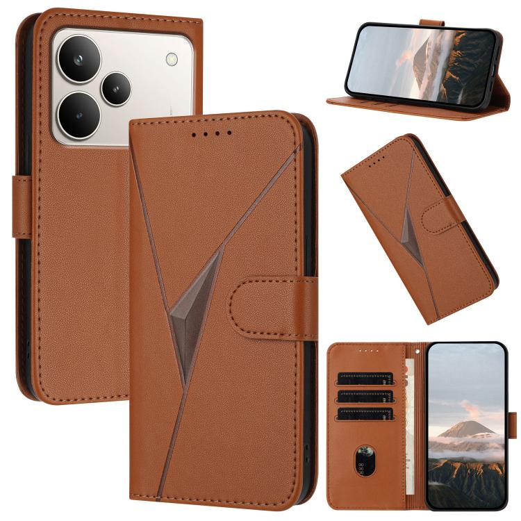 Triangle Pattern Buckle Clasp Leather Phone Case, For Realme 16T 5G, For Realme C100 4G, For Realme P4 Power 5G, For Realme Note 80 4G, For Realme Neo8 5G, For Realme 16 5G, For Realme 16 Pro+ 5G Global, For Realme 16 Pro 5G Global                     ...
