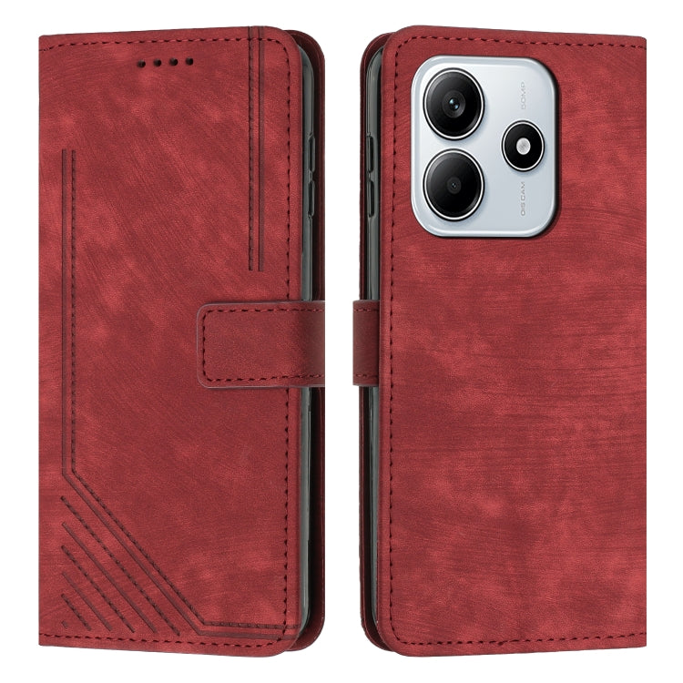 Skin Feel Stripe Pattern Leather Phone Case with Lanyard, For Redmi Turbo 4 / Xiaomi Poco X7 Pro, For Redmi K80 / K80 Pro, For Redmi Note 14 4G 163.25mm, For Redmi Note 14 5G Global