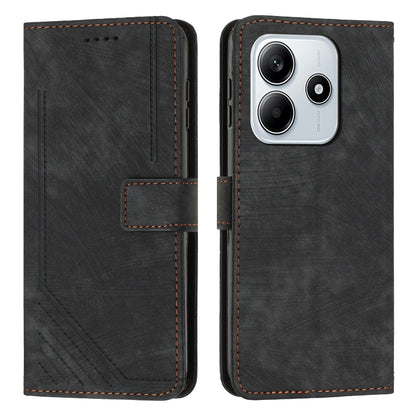 Skin Feel Stripe Pattern Leather Phone Case with Lanyard, For Redmi Turbo 4 / Xiaomi Poco X7 Pro, For Redmi K80 / K80 Pro, For Redmi Note 14 4G 163.25mm, For Redmi Note 14 5G Global