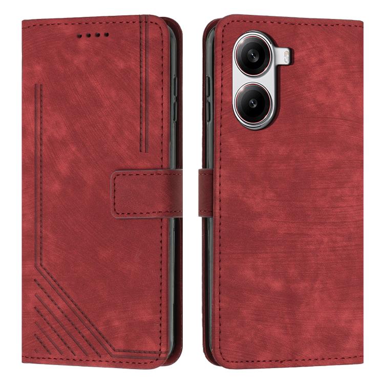 Skin Feel Stripe Pattern Leather Phone Case with Lanyard, For Redmi Turbo 4 / Xiaomi Poco X7 Pro, For Redmi K80 / K80 Pro, For Redmi Note 14 4G 163.25mm, For Redmi Note 14 5G Global