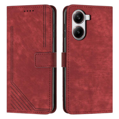 Skin Feel Stripe Pattern Leather Phone Case with Lanyard, For Redmi Turbo 4 / Xiaomi Poco X7 Pro, For Redmi K80 / K80 Pro, For Redmi Note 14 4G 163.25mm, For Redmi Note 14 5G Global