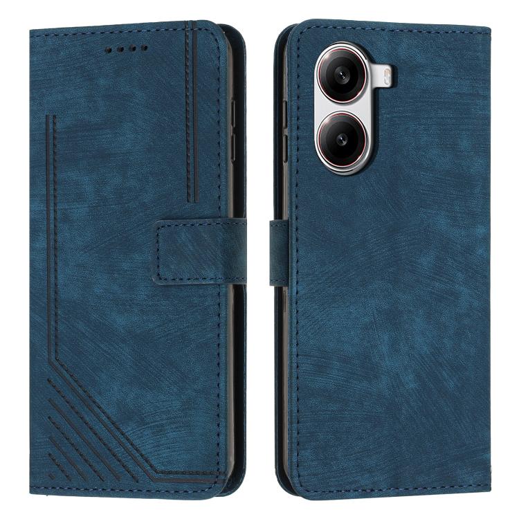 Skin Feel Stripe Pattern Leather Phone Case with Lanyard, For Redmi Turbo 4 / Xiaomi Poco X7 Pro, For Redmi K80 / K80 Pro, For Redmi Note 14 4G 163.25mm, For Redmi Note 14 5G Global