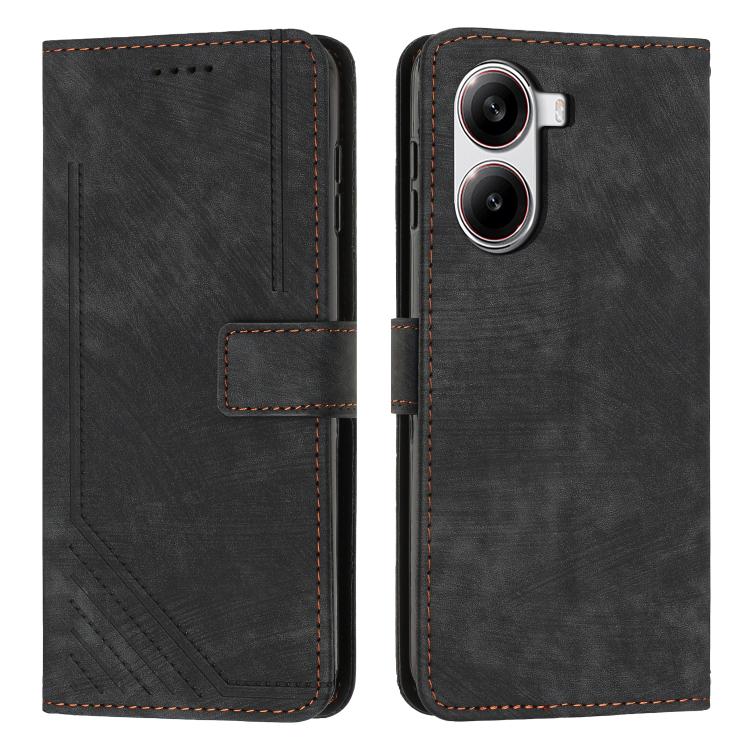 Skin Feel Stripe Pattern Leather Phone Case with Lanyard, For Redmi Turbo 4 / Xiaomi Poco X7 Pro, For Redmi K80 / K80 Pro, For Redmi Note 14 4G 163.25mm, For Redmi Note 14 5G Global