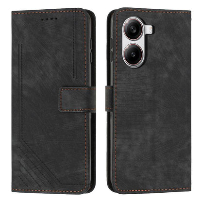 Skin Feel Stripe Pattern Leather Phone Case with Lanyard, For Redmi Turbo 4 / Xiaomi Poco X7 Pro, For Redmi K80 / K80 Pro, For Redmi Note 14 4G 163.25mm, For Redmi Note 14 5G Global