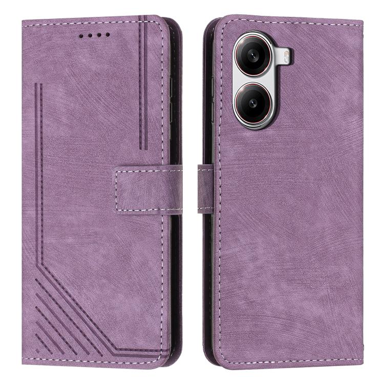Skin Feel Stripe Pattern Leather Phone Case with Lanyard, For Redmi Turbo 4 / Xiaomi Poco X7 Pro, For Redmi K80 / K80 Pro, For Redmi Note 14 4G 163.25mm, For Redmi Note 14 5G Global