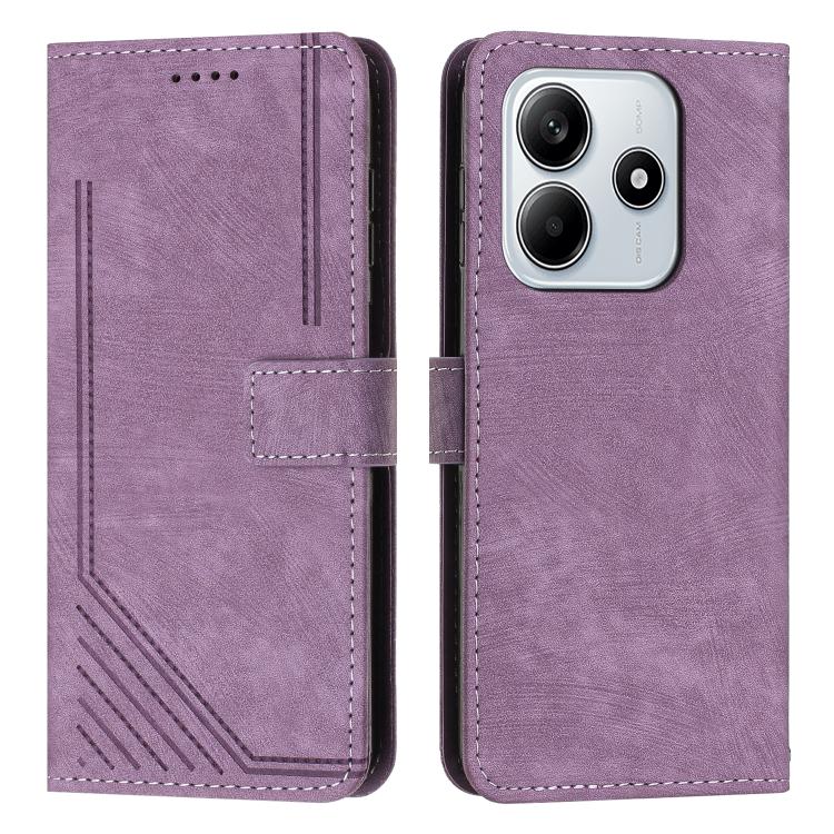 Skin Feel Stripe Pattern Leather Phone Case with Lanyard, For Redmi Turbo 4 / Xiaomi Poco X7 Pro, For Redmi K80 / K80 Pro, For Redmi Note 14 4G 163.25mm, For Redmi Note 14 5G Global