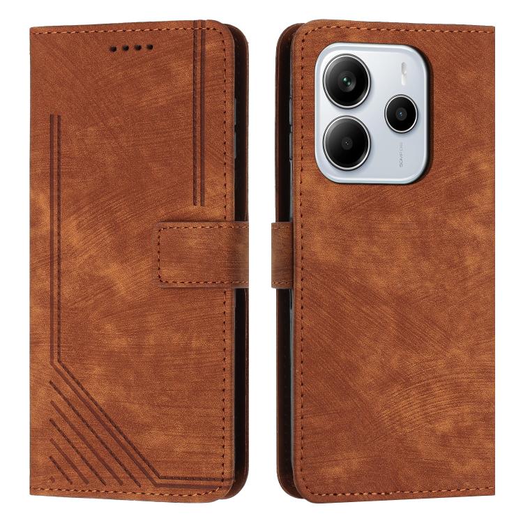 Skin Feel Stripe Pattern Leather Phone Case with Lanyard, For Redmi 15a 5G, For Redmi A7 Pro 4G 171mm, For Redmi Turbo 5 Max / Poco X8 Pro Max 5G, For Redmi Turbo 5 / Poco X8 Pro 5G, For Redmi Note 15 Pro+ 5G Global 163.3mm                             ...