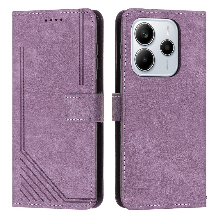 Skin Feel Stripe Pattern Leather Phone Case with Lanyard, For Redmi 15a 5G, For Redmi A7 Pro 4G 171mm, For Redmi Turbo 5 Max / Poco X8 Pro Max 5G, For Redmi Turbo 5 / Poco X8 Pro 5G, For Redmi Note 15 Pro+ 5G Global 163.3mm                             ...