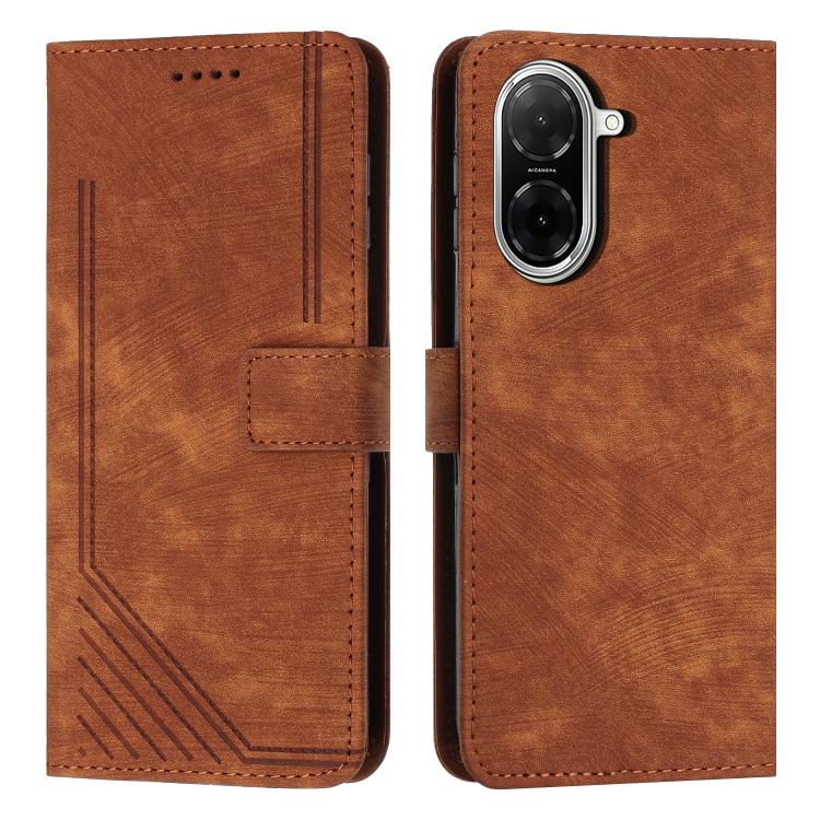 Skin Feel Stripe Pattern Leather Phone Case with Lanyard, For Redmi 15a 5G, For Redmi A7 Pro 4G 171mm, For Redmi Turbo 5 Max / Poco X8 Pro Max 5G, For Redmi Turbo 5 / Poco X8 Pro 5G, For Redmi Note 15 Pro+ 5G Global 163.3mm                             ...