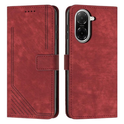 Skin Feel Stripe Pattern Leather Phone Case with Lanyard, For Redmi 15a 5G, For Redmi A7 Pro 4G 171mm, For Redmi Turbo 5 Max / Poco X8 Pro Max 5G, For Redmi Turbo 5 / Poco X8 Pro 5G, For Redmi Note 15 Pro+ 5G Global 163.3mm                             ...