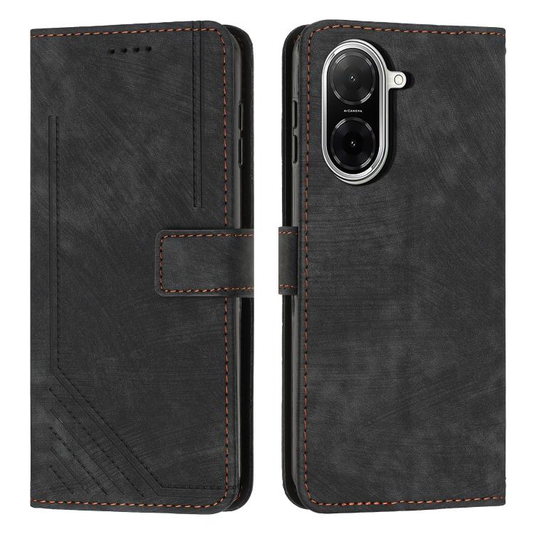 Skin Feel Stripe Pattern Leather Phone Case with Lanyard, For Redmi 15a 5G, For Redmi A7 Pro 4G 171mm, For Redmi Turbo 5 Max / Poco X8 Pro Max 5G, For Redmi Turbo 5 / Poco X8 Pro 5G, For Redmi Note 15 Pro+ 5G Global 163.3mm                             ...