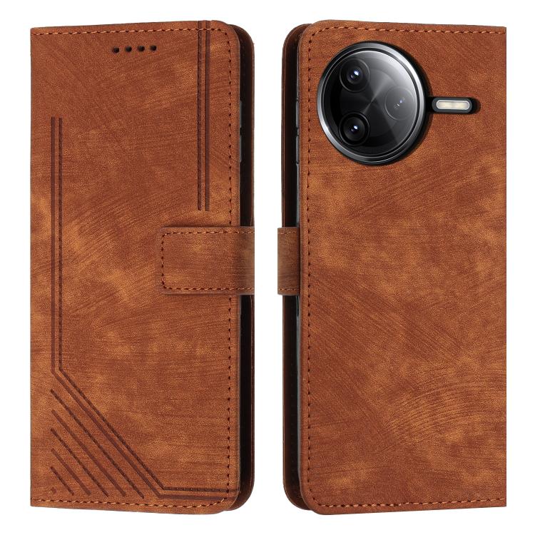 Skin Feel Stripe Pattern Leather Phone Case with Lanyard, For Redmi Turbo 4 / Xiaomi Poco X7 Pro, For Redmi K80 / K80 Pro, For Redmi Note 14 4G 163.25mm, For Redmi Note 14 5G Global