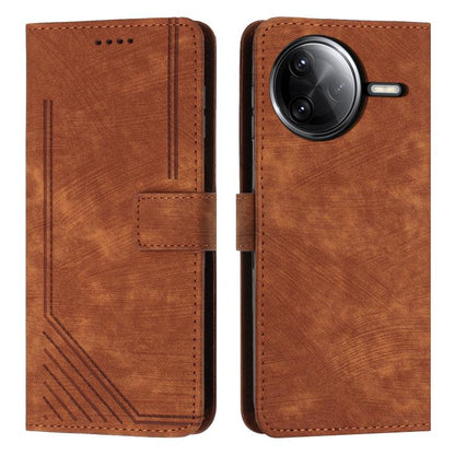 Skin Feel Stripe Pattern Leather Phone Case with Lanyard, For Redmi Turbo 4 / Xiaomi Poco X7 Pro, For Redmi K80 / K80 Pro, For Redmi Note 14 4G 163.25mm, For Redmi Note 14 5G Global