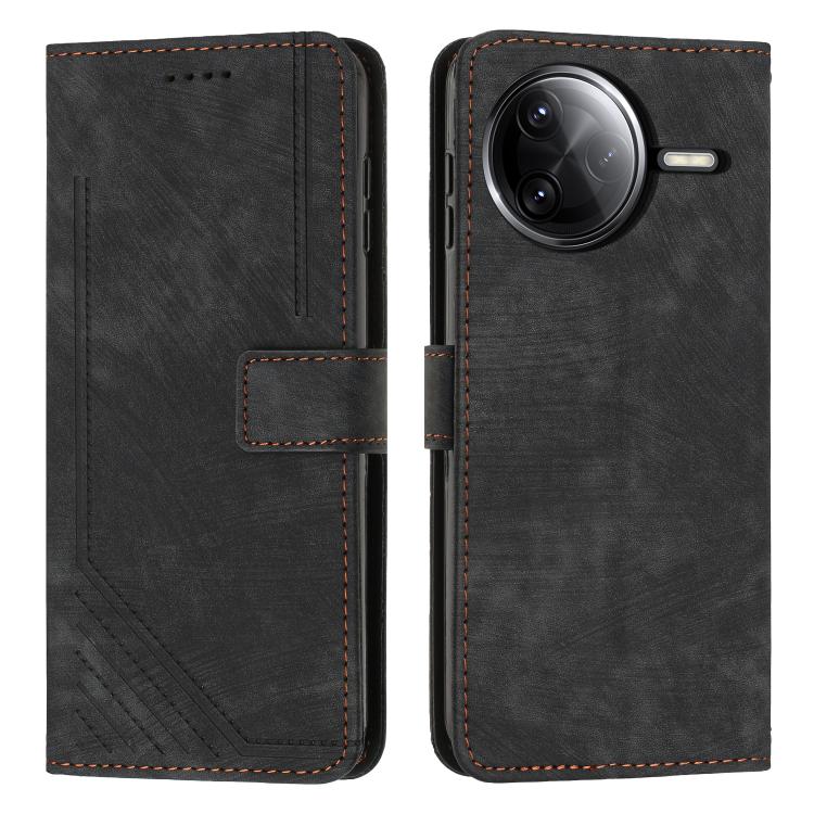 Skin Feel Stripe Pattern Leather Phone Case with Lanyard, For Redmi Turbo 4 / Xiaomi Poco X7 Pro, For Redmi K80 / K80 Pro, For Redmi Note 14 4G 163.25mm, For Redmi Note 14 5G Global