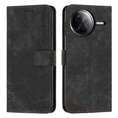 Skin Feel Stripe Pattern Leather Phone Case with Lanyard, For Redmi Turbo 4 / Xiaomi Poco X7 Pro, For Redmi K80 / K80 Pro, For Redmi Note 14 4G 163.25mm, For Redmi Note 14 5G Global