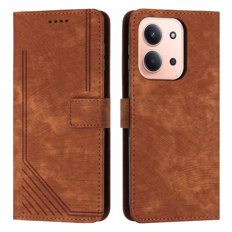 Skin Feel Stripe Pattern Leather Phone Case with Lanyard, For Redmi 15a 5G, For Redmi A7 Pro 4G 171mm, For Redmi Turbo 5 Max / Poco X8 Pro Max 5G, For Redmi Turbo 5 / Poco X8 Pro 5G, For Redmi Note 15 Pro+ 5G Global 163.3mm                             ...