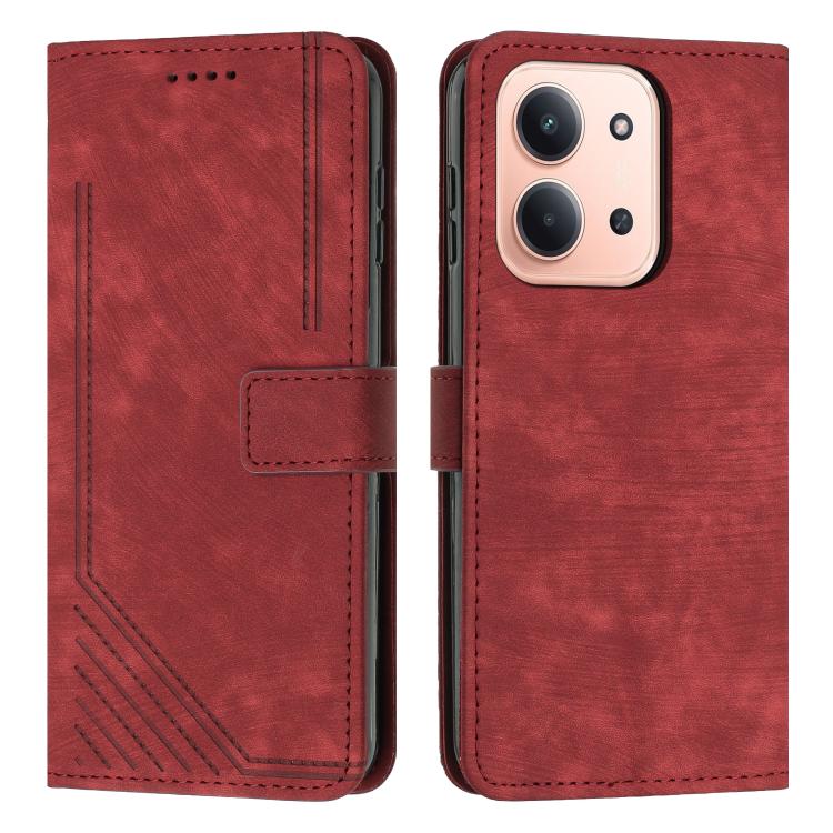 Skin Feel Stripe Pattern Leather Phone Case with Lanyard, For Redmi 15a 5G, For Redmi A7 Pro 4G 171mm, For Redmi Turbo 5 Max / Poco X8 Pro Max 5G, For Redmi Turbo 5 / Poco X8 Pro 5G, For Redmi Note 15 Pro+ 5G Global 163.3mm                             ...