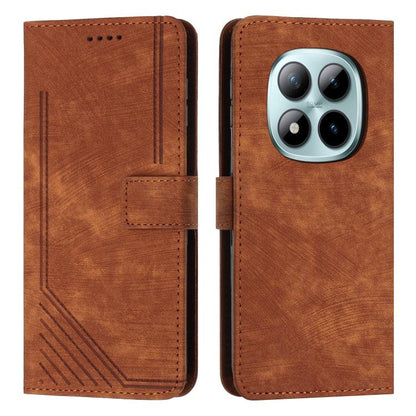 Skin Feel Stripe Pattern Leather Phone Case with Lanyard, For Redmi 15a 5G, For Redmi A7 Pro 4G 171mm, For Redmi Turbo 5 Max / Poco X8 Pro Max 5G, For Redmi Turbo 5 / Poco X8 Pro 5G, For Redmi Note 15 Pro+ 5G Global 163.3mm                             ...