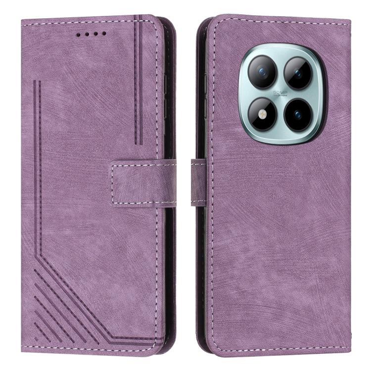 Skin Feel Stripe Pattern Leather Phone Case with Lanyard, For Redmi 15a 5G, For Redmi A7 Pro 4G 171mm, For Redmi Turbo 5 Max / Poco X8 Pro Max 5G, For Redmi Turbo 5 / Poco X8 Pro 5G, For Redmi Note 15 Pro+ 5G Global 163.3mm                             ...