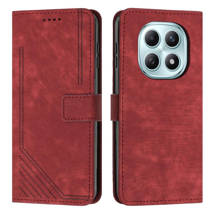 Skin Feel Stripe Pattern Leather Phone Case with Lanyard, For Redmi 15a 5G, For Redmi A7 Pro 4G 171mm, For Redmi Turbo 5 Max / Poco X8 Pro Max 5G, For Redmi Turbo 5 / Poco X8 Pro 5G, For Redmi Note 15 Pro+ 5G Global 163.3mm                             ...