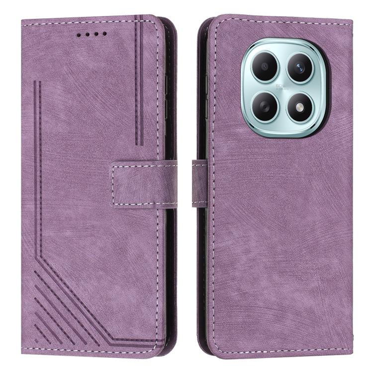 Skin Feel Stripe Pattern Leather Phone Case with Lanyard, For Redmi 15a 5G, For Redmi A7 Pro 4G 171mm, For Redmi Turbo 5 Max / Poco X8 Pro Max 5G, For Redmi Turbo 5 / Poco X8 Pro 5G, For Redmi Note 15 Pro+ 5G Global 163.3mm                             ...