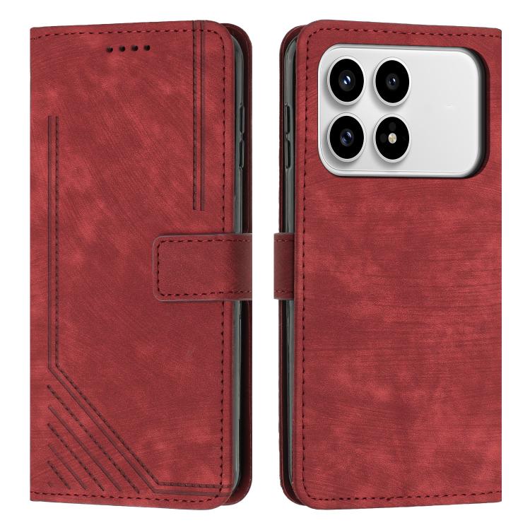 Skin Feel Stripe Pattern Leather Phone Case with Lanyard, For Redmi 15a 5G, For Redmi A7 Pro 4G 171mm, For Redmi Turbo 5 Max / Poco X8 Pro Max 5G, For Redmi Turbo 5 / Poco X8 Pro 5G, For Redmi Note 15 Pro+ 5G Global 163.3mm                             ...