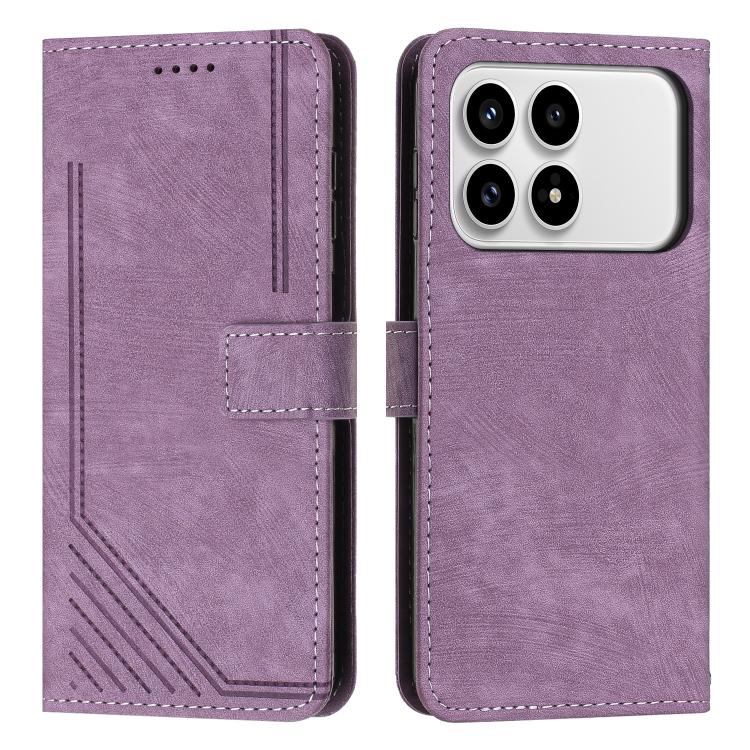 Skin Feel Stripe Pattern Leather Phone Case with Lanyard, For Redmi 15a 5G, For Redmi A7 Pro 4G 171mm, For Redmi Turbo 5 Max / Poco X8 Pro Max 5G, For Redmi Turbo 5 / Poco X8 Pro 5G, For Redmi Note 15 Pro+ 5G Global 163.3mm                             ...