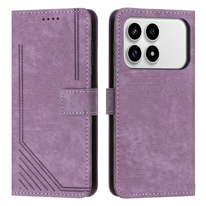 Skin Feel Stripe Pattern Leather Phone Case with Lanyard, For Redmi 15a 5G, For Redmi A7 Pro 4G 171mm, For Redmi Turbo 5 Max / Poco X8 Pro Max 5G, For Redmi Turbo 5 / Poco X8 Pro 5G, For Redmi Note 15 Pro+ 5G Global 163.3mm                             ...