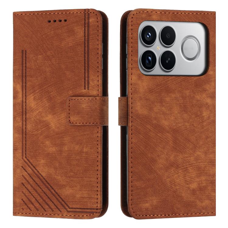 Skin Feel Stripe Pattern Leather Phone Case with Lanyard, For Redmi 15a 5G, For Redmi A7 Pro 4G 171mm, For Redmi Turbo 5 Max / Poco X8 Pro Max 5G, For Redmi Turbo 5 / Poco X8 Pro 5G, For Redmi Note 15 Pro+ 5G Global 163.3mm                             ...