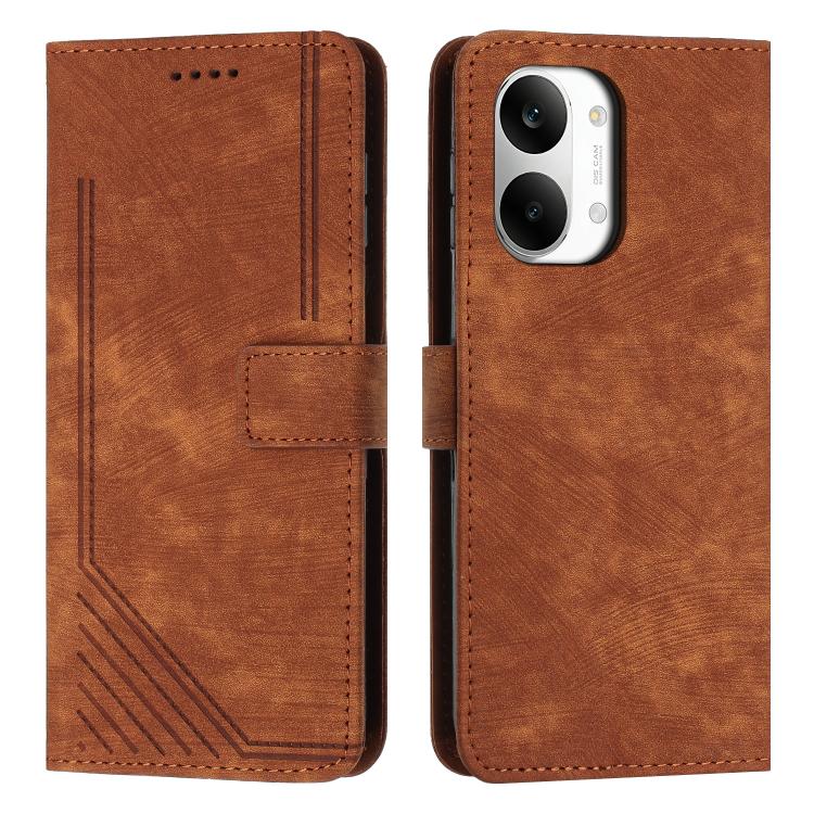 Skin Feel Stripe Pattern Leather Phone Case with Lanyard, For Redmi 15a 5G, For Redmi A7 Pro 4G 171mm, For Redmi Turbo 5 Max / Poco X8 Pro Max 5G, For Redmi Turbo 5 / Poco X8 Pro 5G, For Redmi Note 15 Pro+ 5G Global 163.3mm                             ...