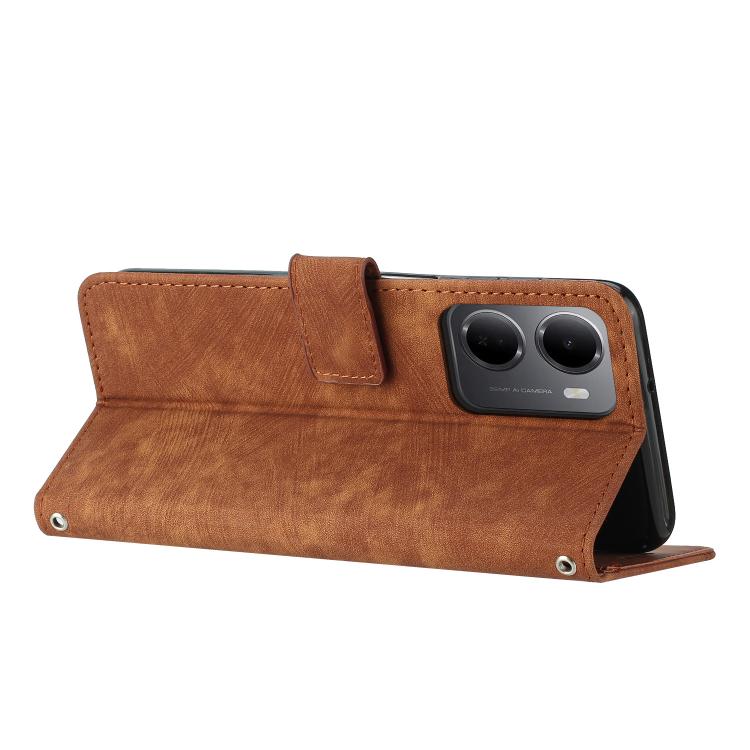 Skin Feel Stripe Pattern Leather Phone Case with Lanyard, For Redmi 15a 5G, For Redmi A7 Pro 4G 171mm, For Redmi Turbo 5 Max / Poco X8 Pro Max 5G, For Redmi Turbo 5 / Poco X8 Pro 5G, For Redmi Note 15 Pro+ 5G Global 163.3mm                             ...