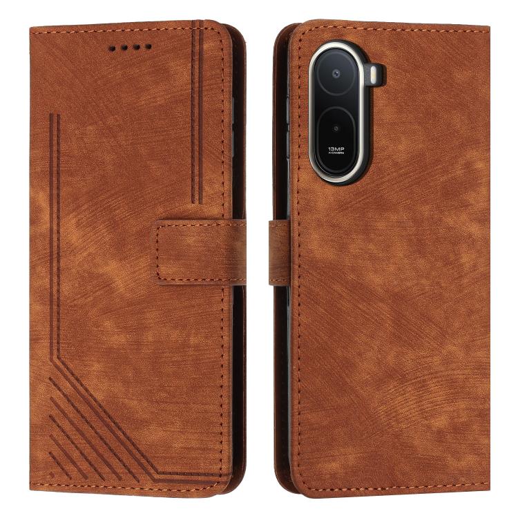 Skin Feel Stripe Pattern Leather Phone Case with Lanyard, For Redmi 15a 5G, For Redmi A7 Pro 4G 171mm, For Redmi Turbo 5 Max / Poco X8 Pro Max 5G, For Redmi Turbo 5 / Poco X8 Pro 5G, For Redmi Note 15 Pro+ 5G Global 163.3mm                             ...