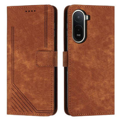 Skin Feel Stripe Pattern Leather Phone Case with Lanyard, For Redmi 15a 5G, For Redmi A7 Pro 4G 171mm, For Redmi Turbo 5 Max / Poco X8 Pro Max 5G, For Redmi Turbo 5 / Poco X8 Pro 5G, For Redmi Note 15 Pro+ 5G Global 163.3mm                             ...