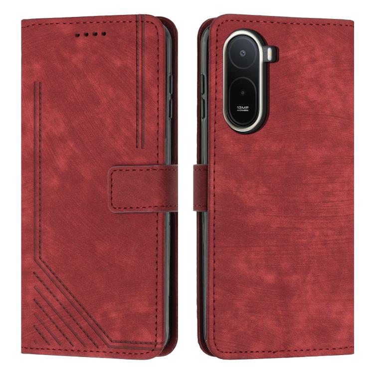 Skin Feel Stripe Pattern Leather Phone Case with Lanyard, For Redmi 15a 5G, For Redmi A7 Pro 4G 171mm, For Redmi Turbo 5 Max / Poco X8 Pro Max 5G, For Redmi Turbo 5 / Poco X8 Pro 5G, For Redmi Note 15 Pro+ 5G Global 163.3mm                             ...