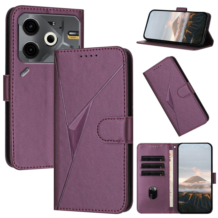 Triangle Pattern Buckle Clasp Leather Phone Case, For Tecno Pova 6 Neo 5G / Spark 30 5G, For Tecno Spark 30 Pro 4G, For Tecno Spark 30 4G, For Tecno Spark Go 5G 2025 / Hot 60i 5G, For Tecno Spark Go 2025, For Tecno Spark 30C, For Tecno Pova 6 Neo      ...