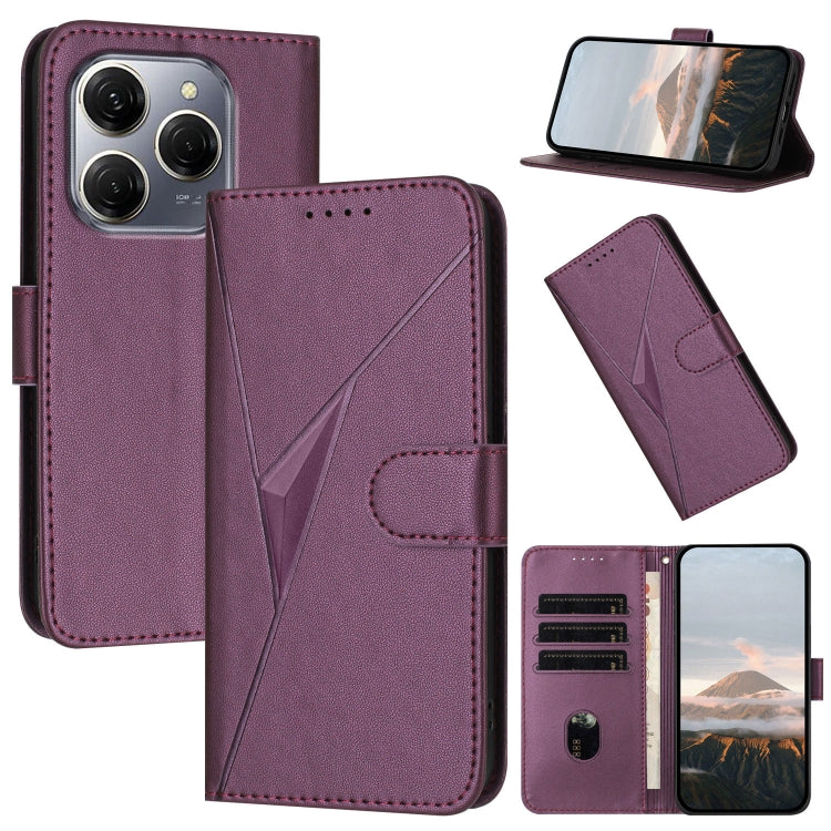Triangle Pattern Buckle Clasp Leather Phone Case, For Tecno Pova 6 Neo 5G / Spark 30 5G, For Tecno Spark 30 Pro 4G, For Tecno Spark 30 4G, For Tecno Spark Go 5G 2025 / Hot 60i 5G, For Tecno Spark Go 2025, For Tecno Spark 30C, For Tecno Pova 6 Neo      ...